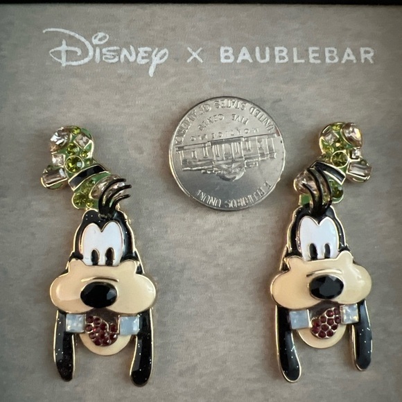 Disney x Baublebar Goofy Earrings Character Rhinestone Jewel Studs Boxed New - Picture 3 of 6